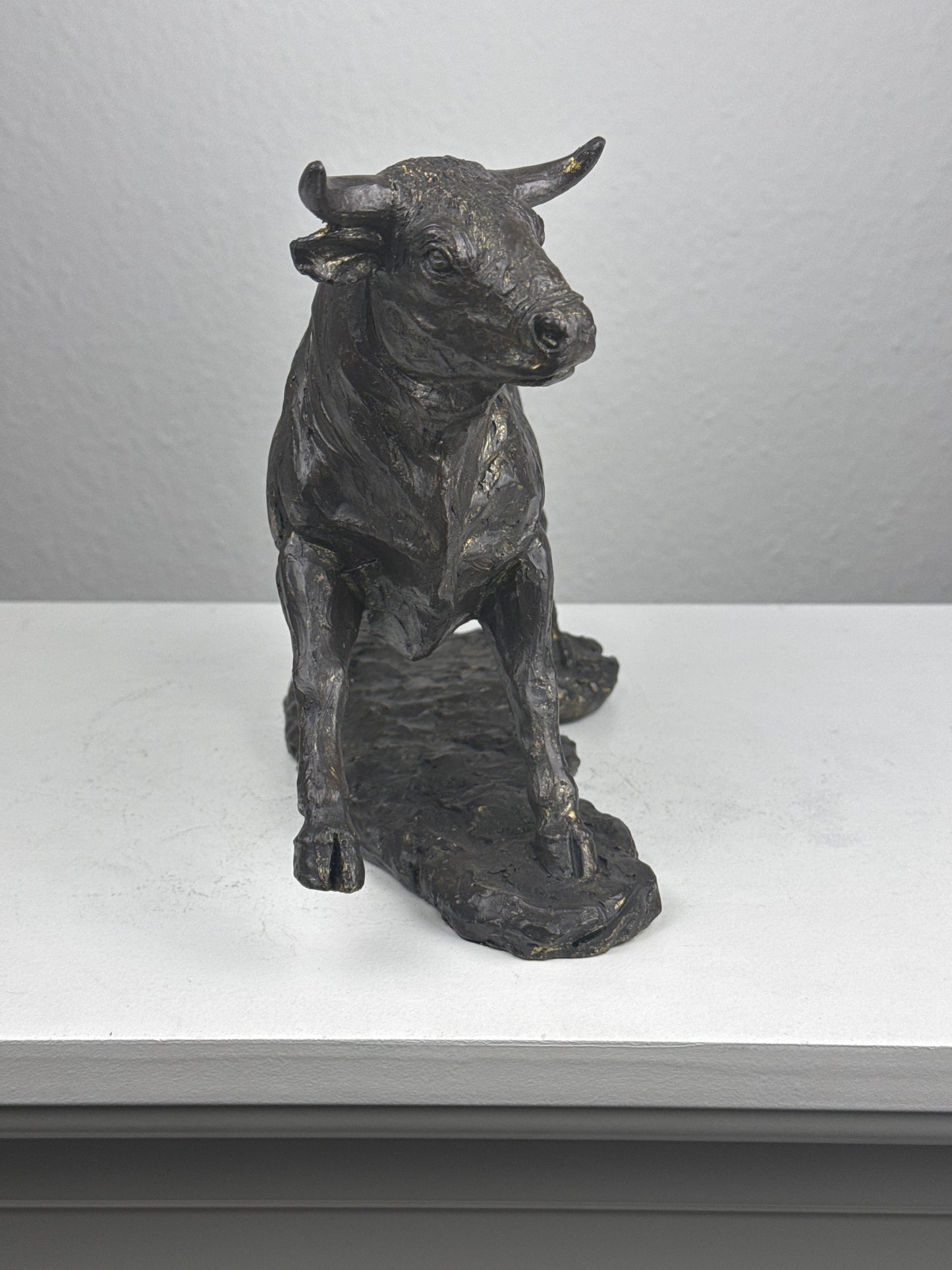 Fighting Bull Statue - Animal Symbol of Strength (Blackened Brass Finish Sculpture)