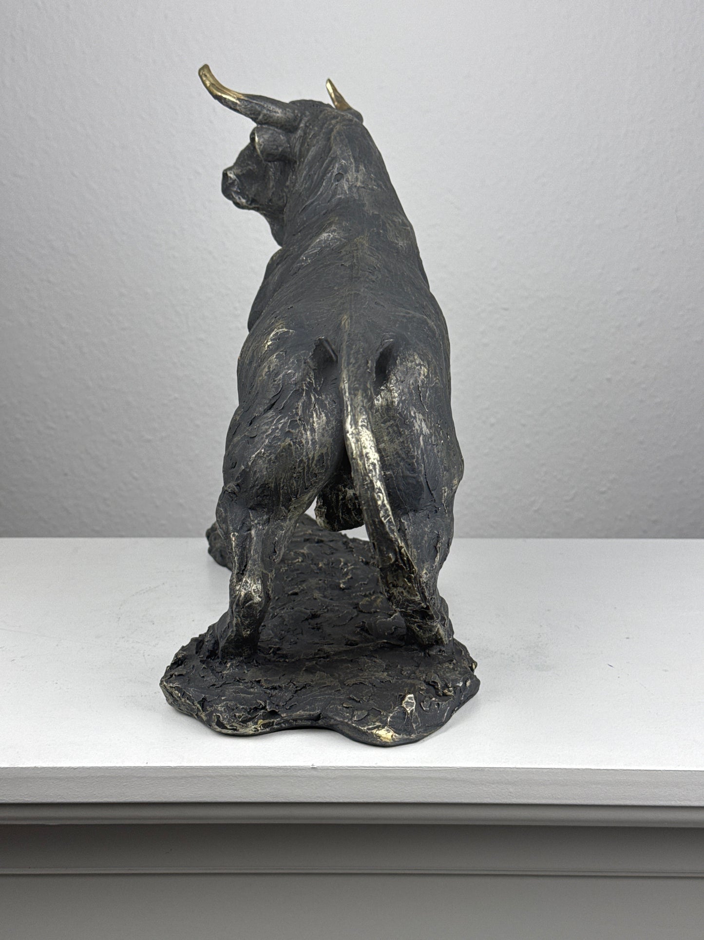 Fighting Bull Statue in Majestic Charging Stance (Blackened Brass Finish Sculpture)