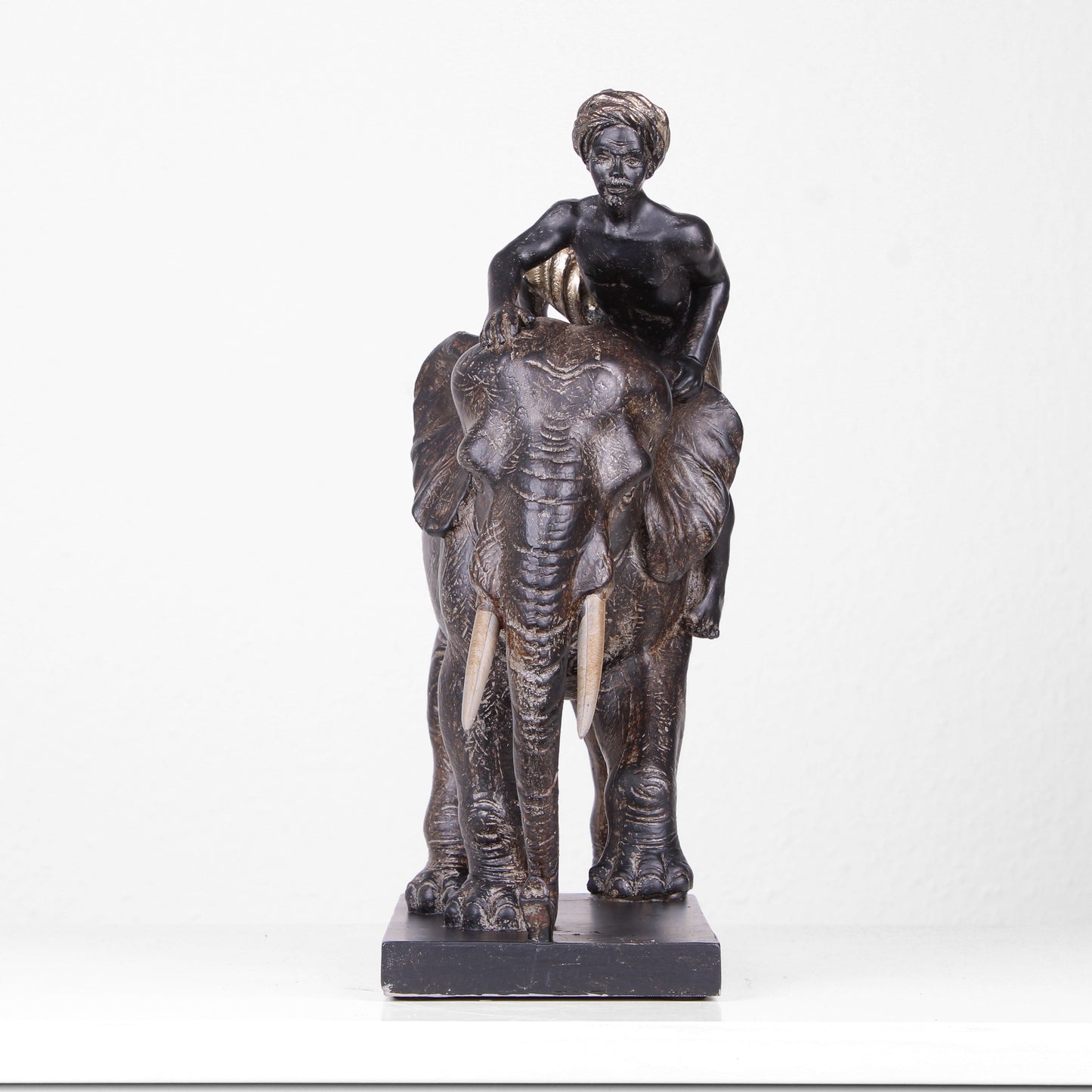 Elephant Statue with Rider (Resin Sculpture)