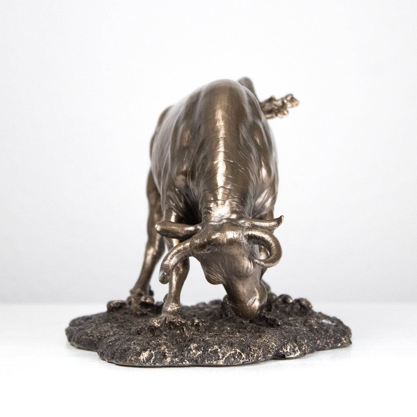 Fighting Bull Statue in Charging Stance (Cold Cast Bronze Sculpture)
