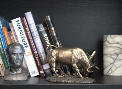 Fighting Bull Statue in Charging Stance (Cold Cast Bronze Sculpture)