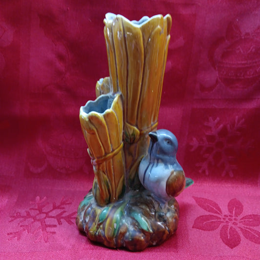 Fitz Floyd Majolica Blue Bird Bud Vase