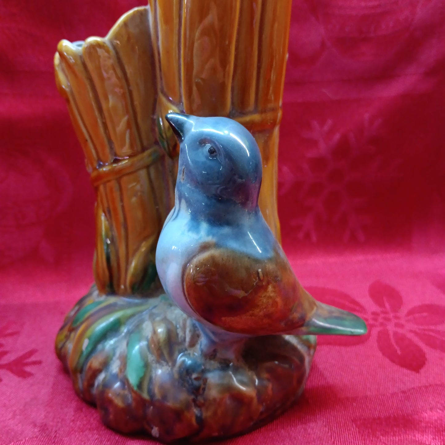 Fitz Floyd Majolica Blue Bird Bud Vase