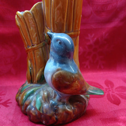 Fitz Floyd Majolica Blue Bird Bud Vase