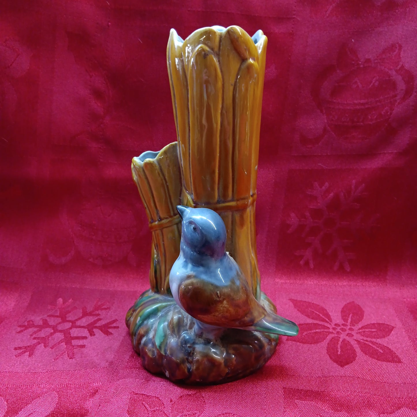 Fitz Floyd Majolica Blue Bird Bud Vase