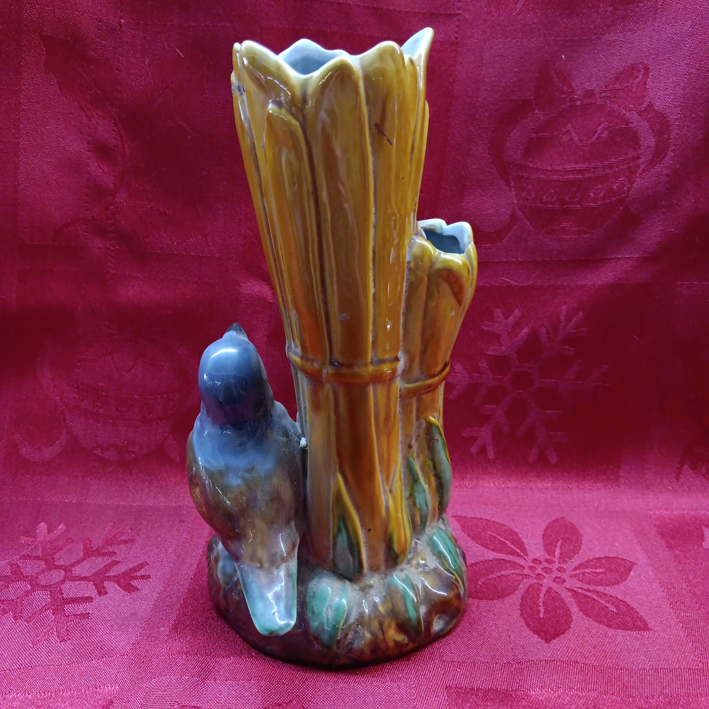 Fitz Floyd Majolica Blue Bird Bud Vase