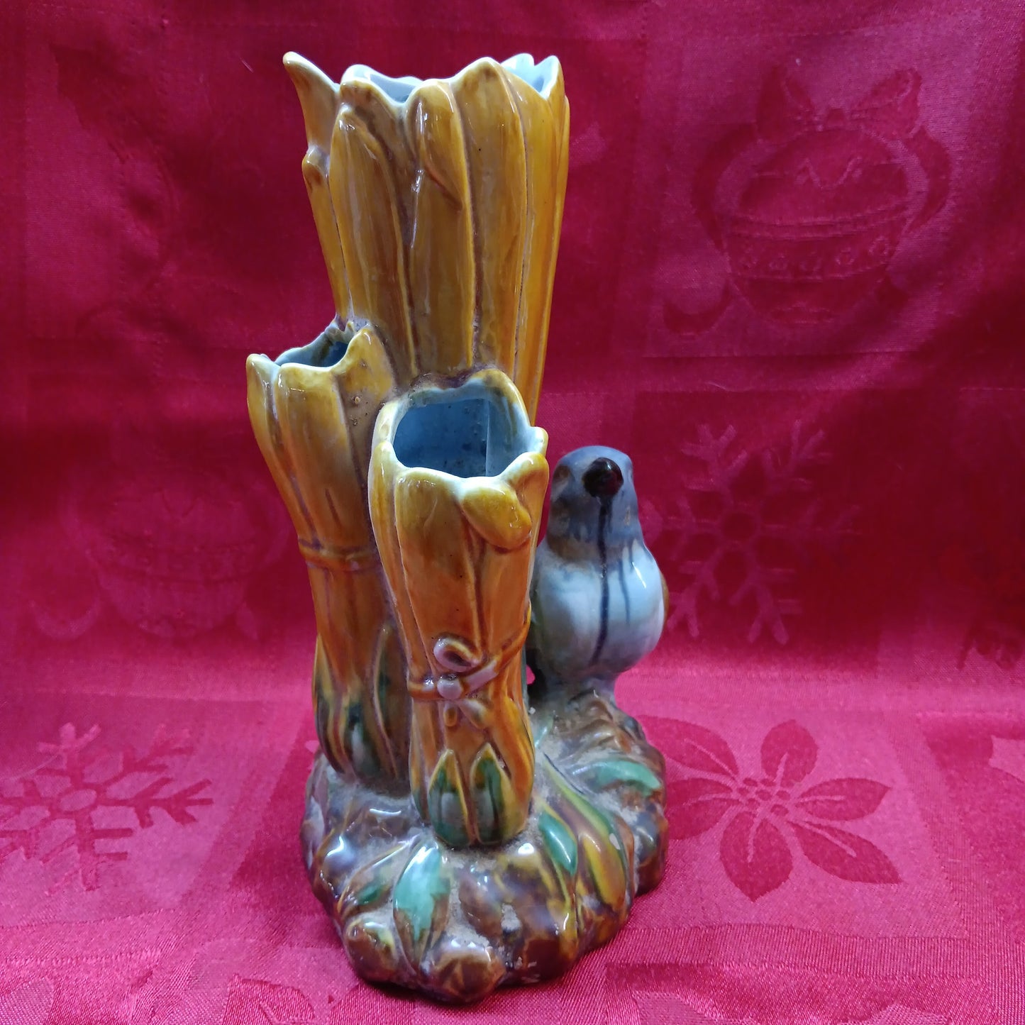Fitz Floyd Majolica Blue Bird Bud Vase