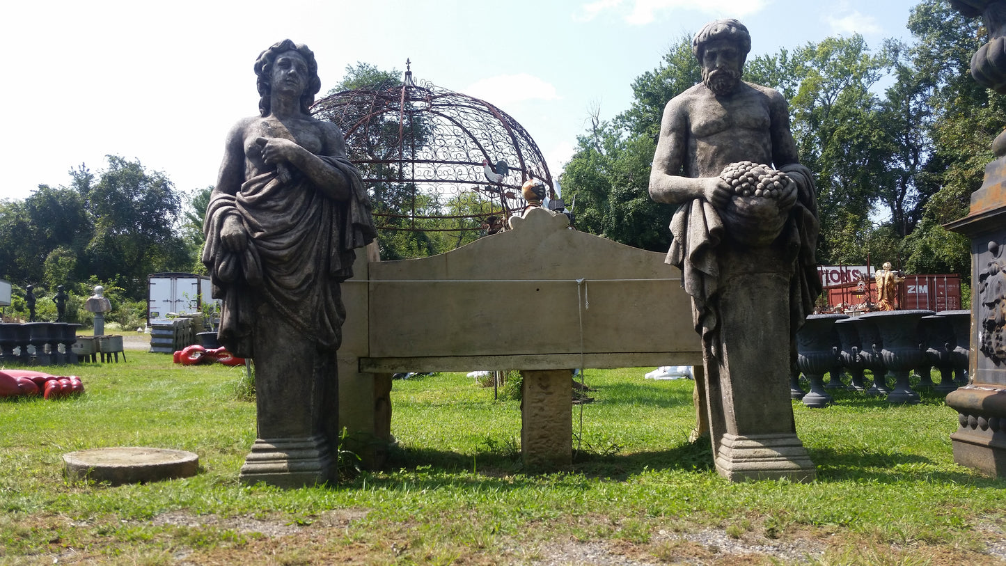 Fiberglass Statue - Pair Roman Stone Dust  Set Hand Carved