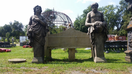 Fiberglass Statue - Pair Roman Stone Dust  Set Hand Carved