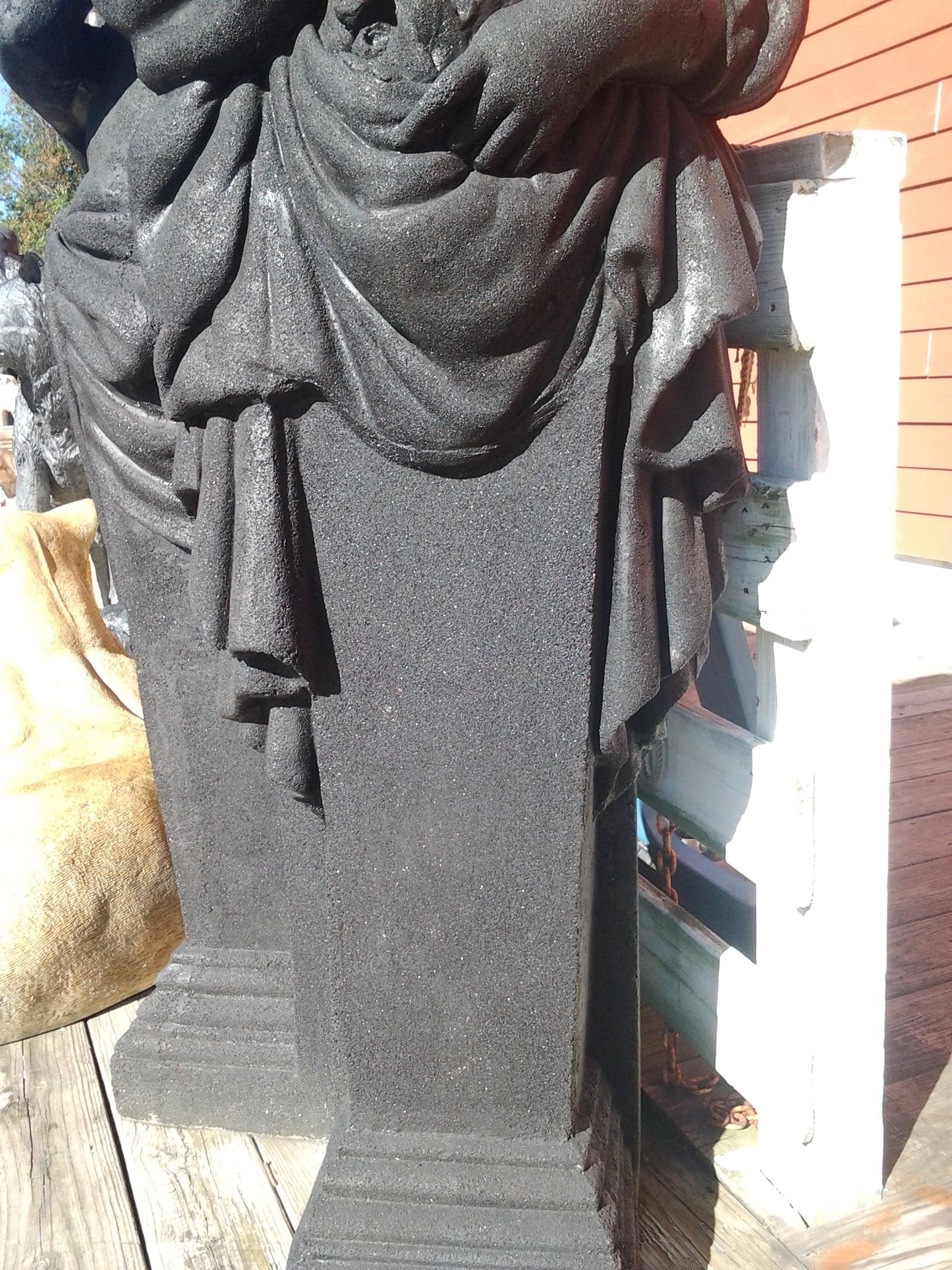 Fiberglass Statue - Stone Dust Pair Greek Lady Painted Black