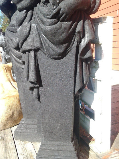 Fiberglass Statue - Stone Dust Pair Greek Lady Painted Black