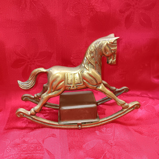 Enesco Brass Musical Rocking Horse