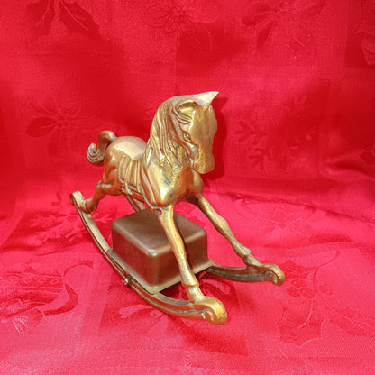 Enesco Brass Musical Rocking Horse
