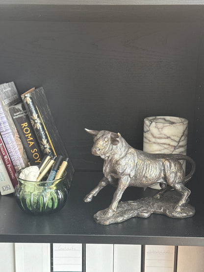 Fighting Bull Statue - Animal Symbol of Strength (Blackened Brass Finish Sculpture)