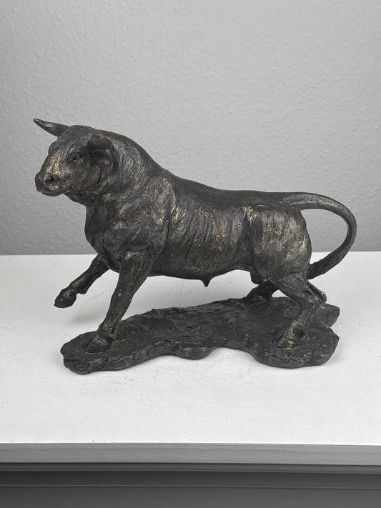 Fighting Bull Statue - Animal Symbol of Strength (Blackened Brass Finish Sculpture)