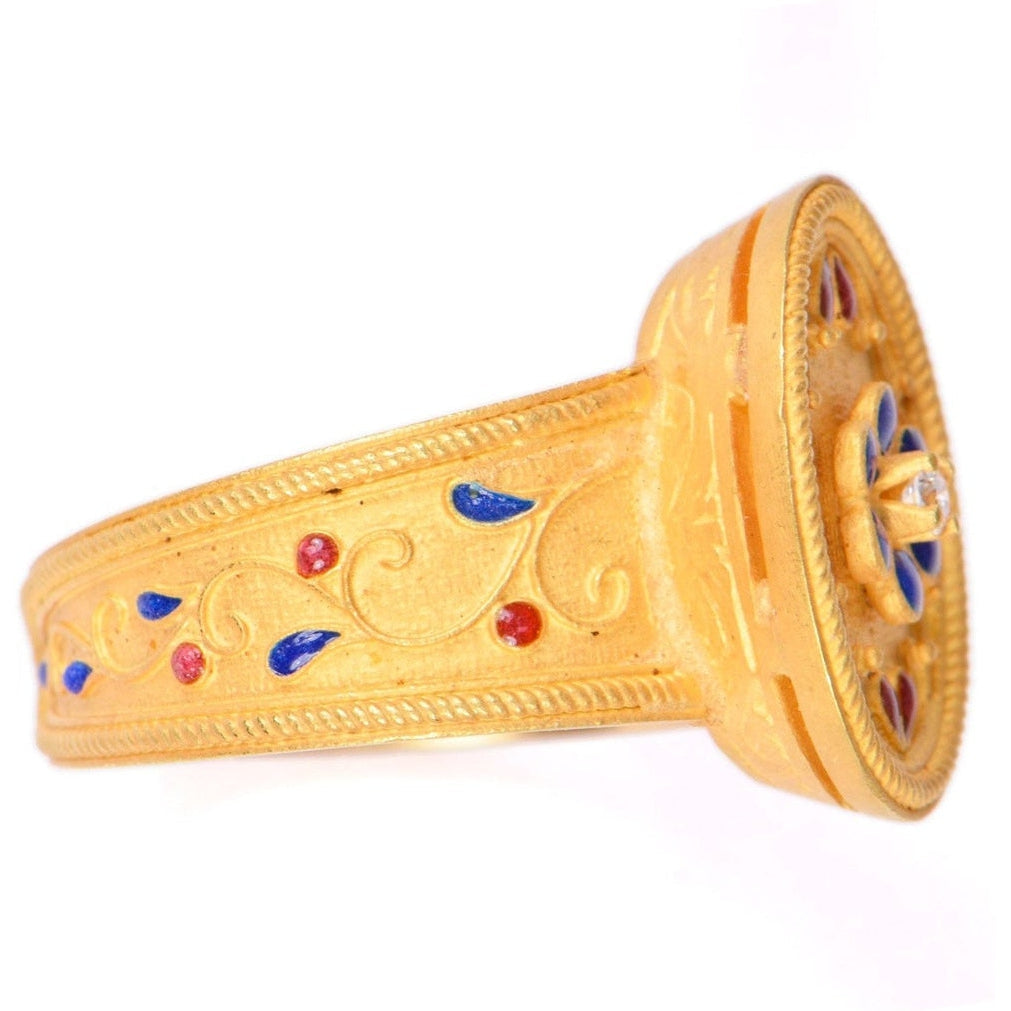 Anello Ovale in stile etrusco - Oro 18 KT