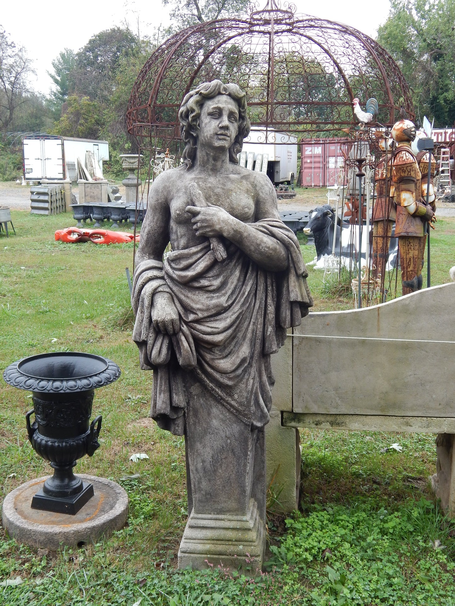 Fiberglass Statue - Pair Roman Stone Dust  Set Hand Carved