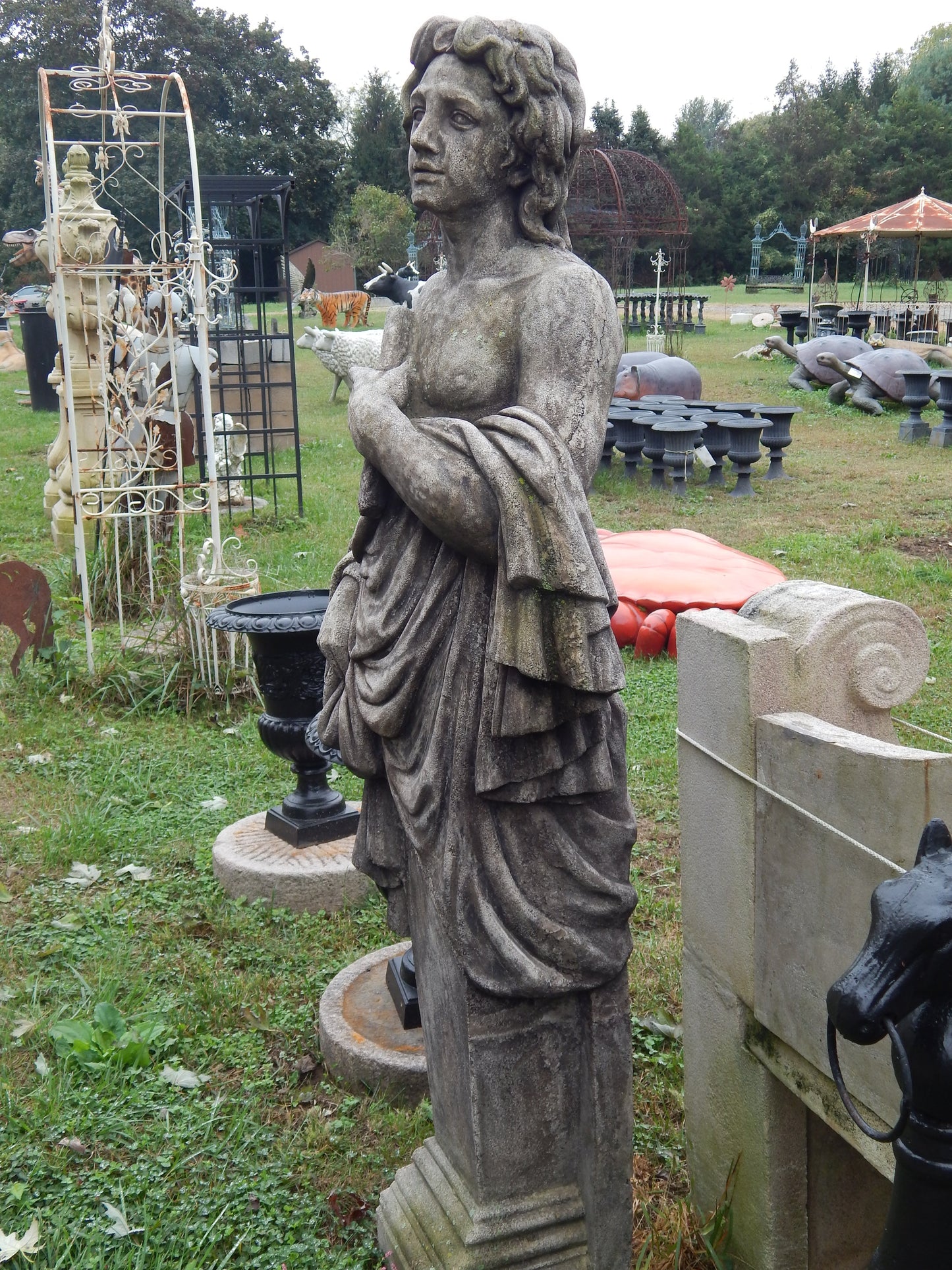 Fiberglass Statue - Pair Roman Stone Dust  Set Hand Carved