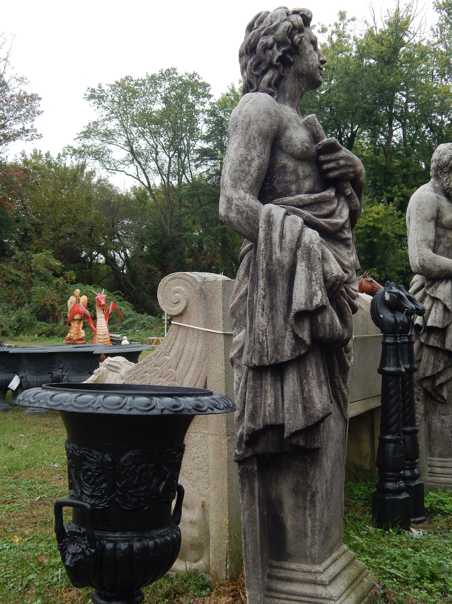 Fiberglass Statue - Pair Roman Stone Dust  Set Hand Carved