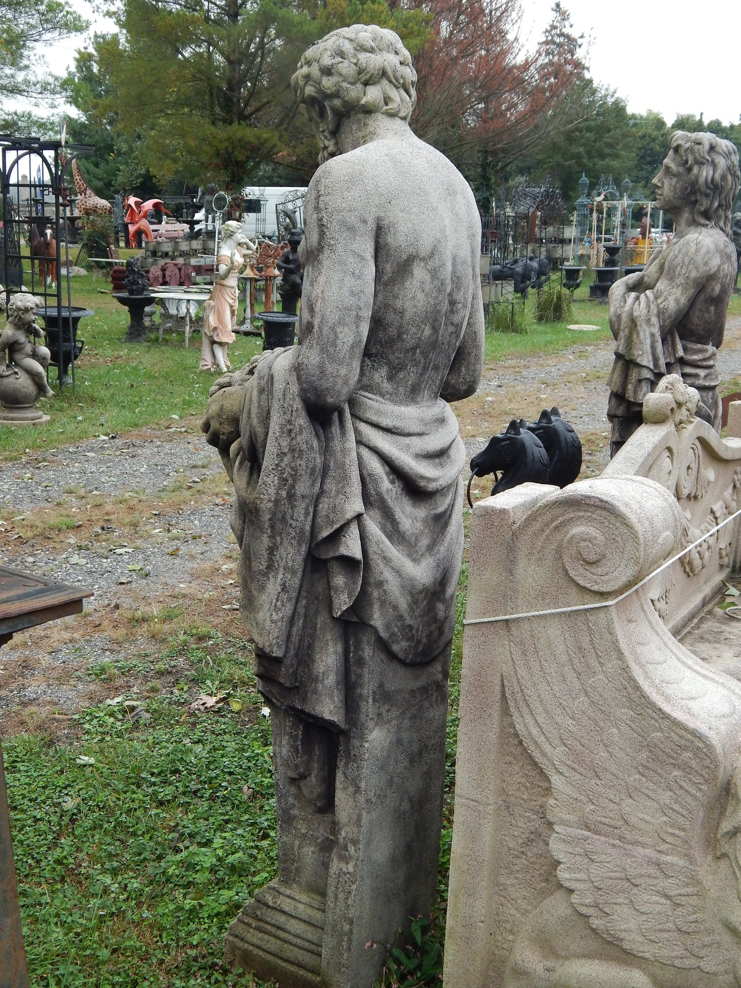 Fiberglass Statue - Pair Roman Stone Dust  Set Hand Carved