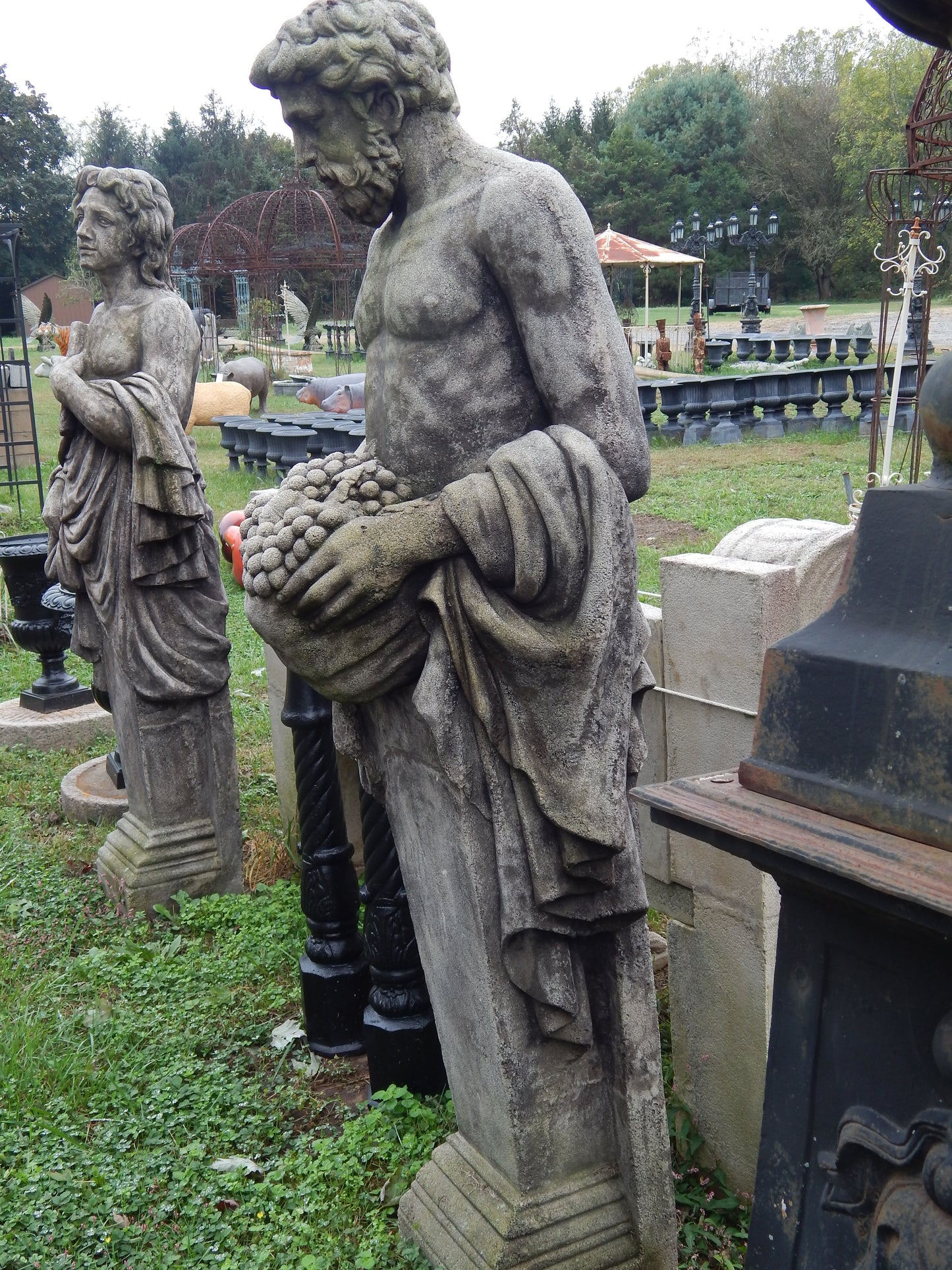 Fiberglass Statue - Pair Roman Stone Dust  Set Hand Carved
