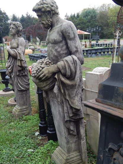 Fiberglass Statue - Pair Roman Stone Dust  Set Hand Carved