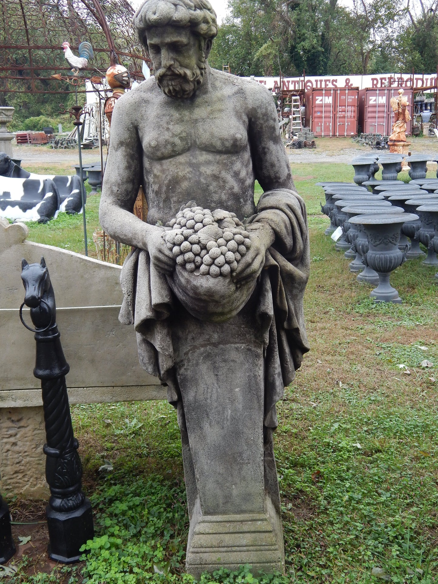 Fiberglass Statue - Pair Roman Stone Dust  Set Hand Carved