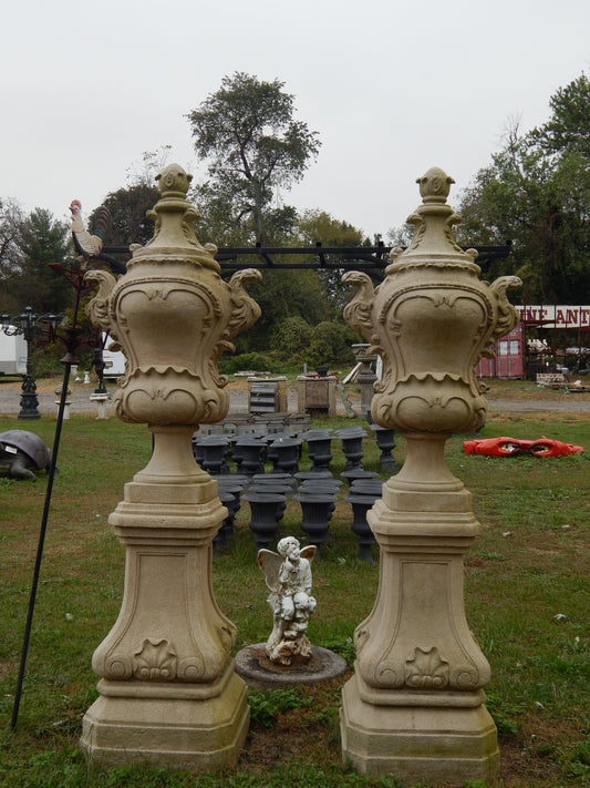 Driveway & Entrance Pediment -Pair Stone Dust Drive Way Pediment Hand Carved