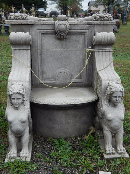 Garden Chair - Pair Stone Dust Hand Carved Set Lady sphinx French Empire Style