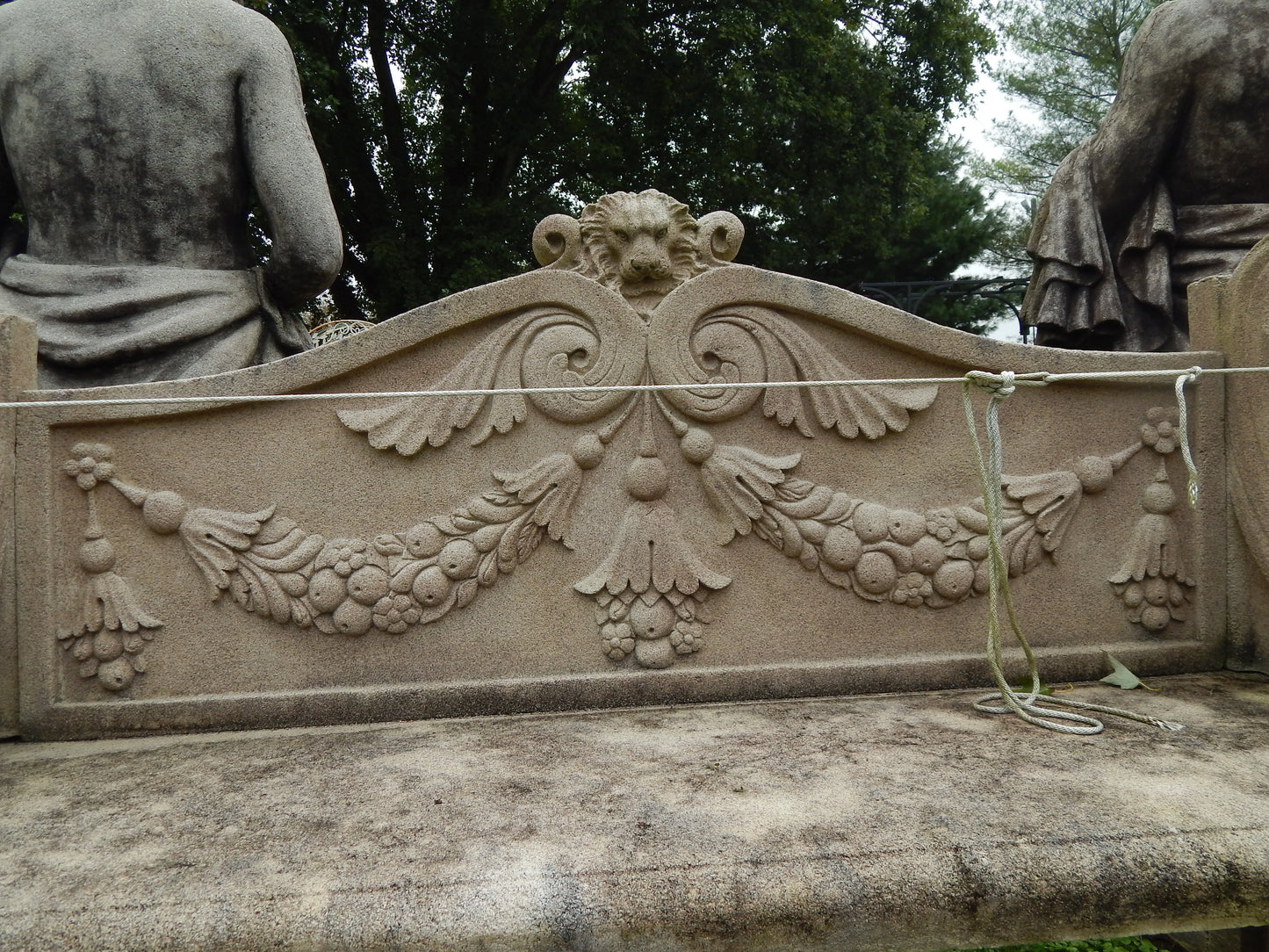 Garden Bench - Stone Dust Hand Carved Griffin Style Garden Bench