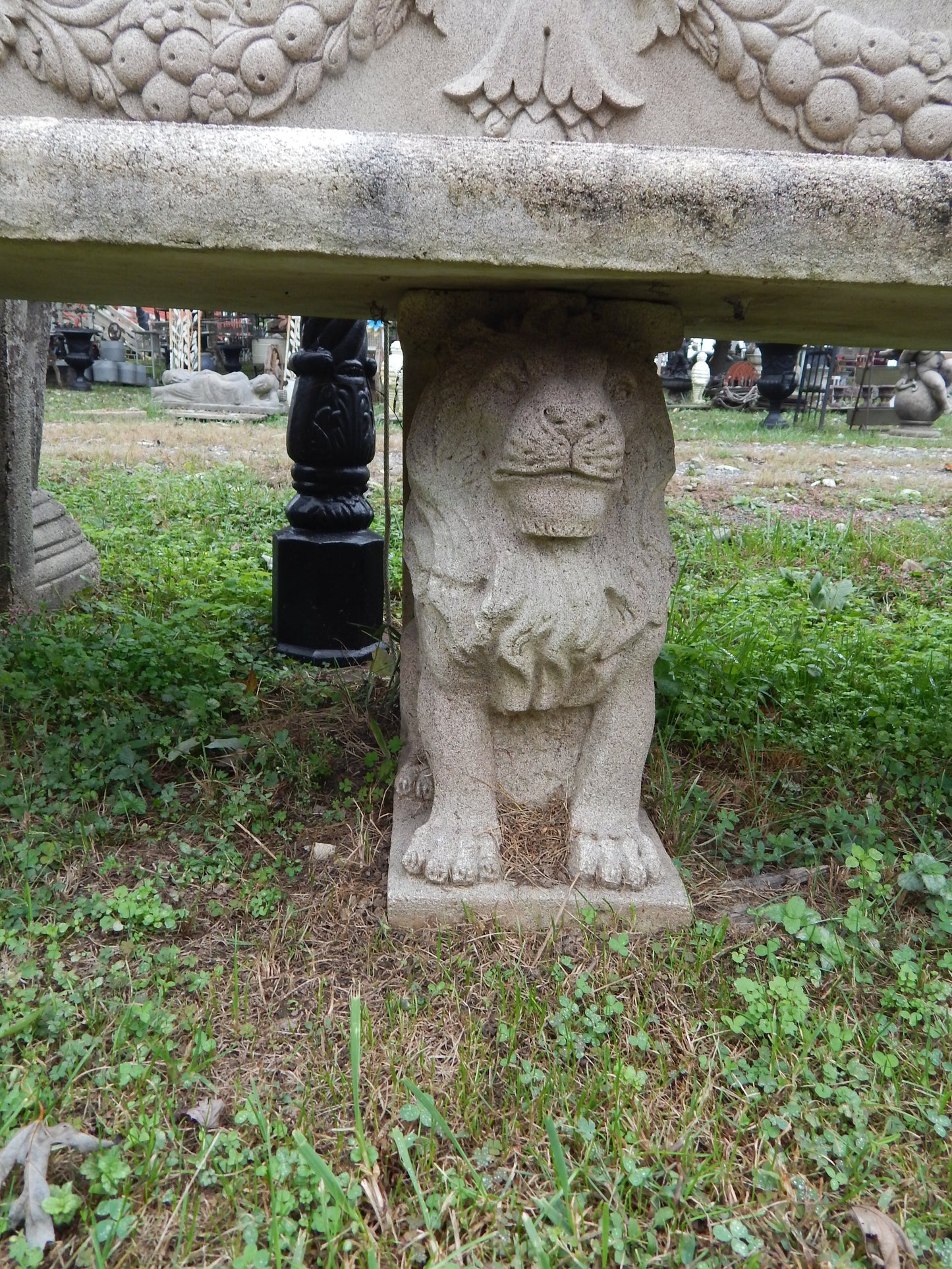 Garden Bench - Stone Dust Hand Carved Griffin Style Garden Bench