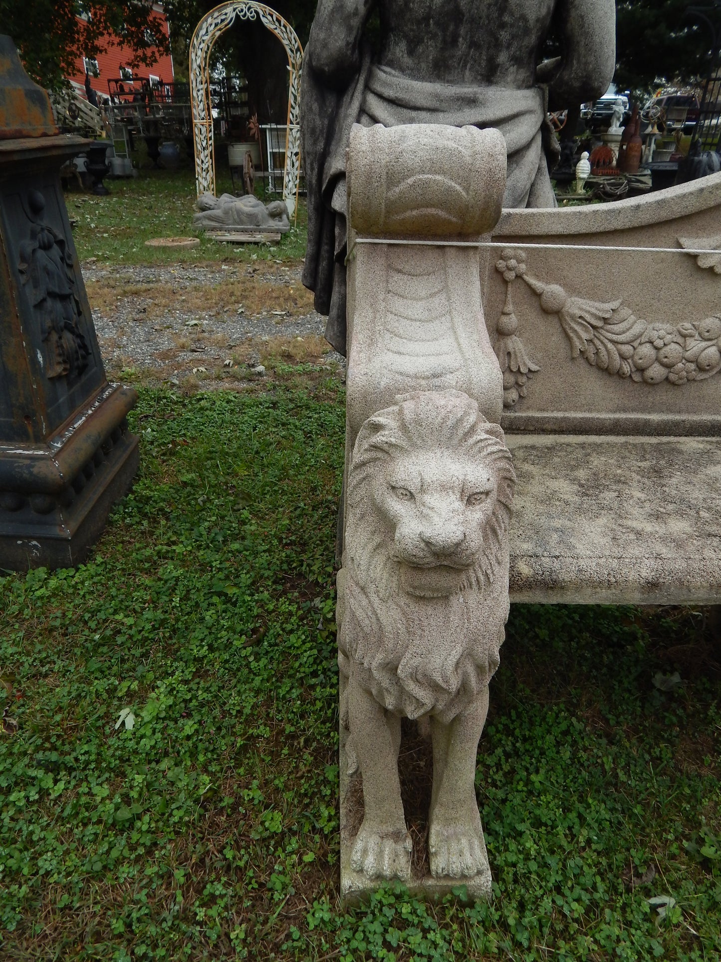 Garden Bench - Stone Dust Hand Carved Griffin Style Garden Bench