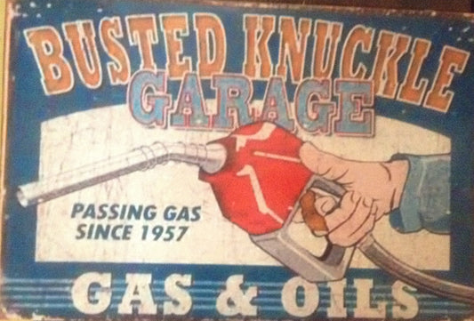 Flat Tin Sign - Busted Knuckle Garage
