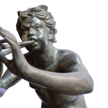 Statua in Bronzo del Fauno con Pifferi - Eleganza e Mitologia dell'Antica Roma