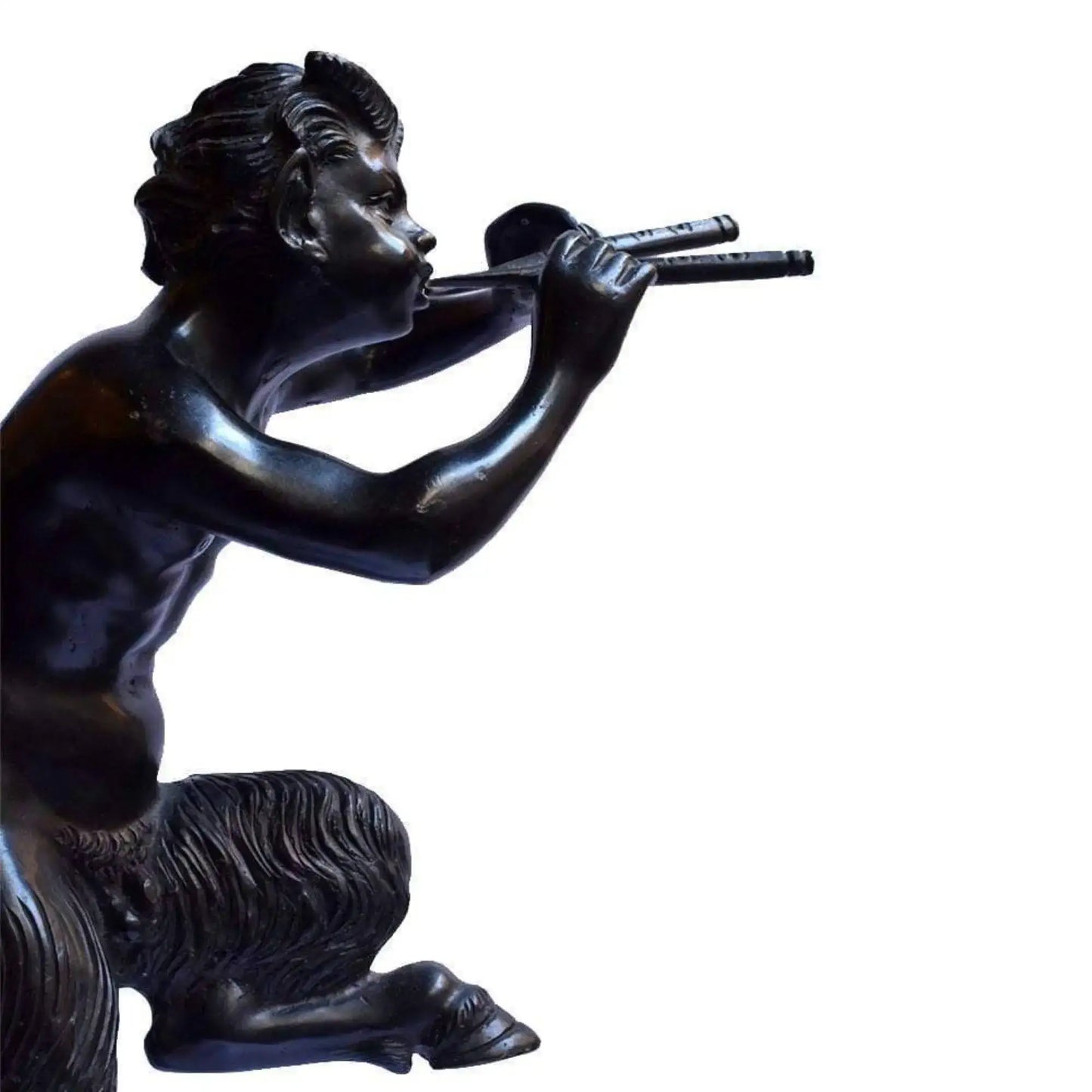 Fauno con pifferi in bronzo - statua 40,5 cm