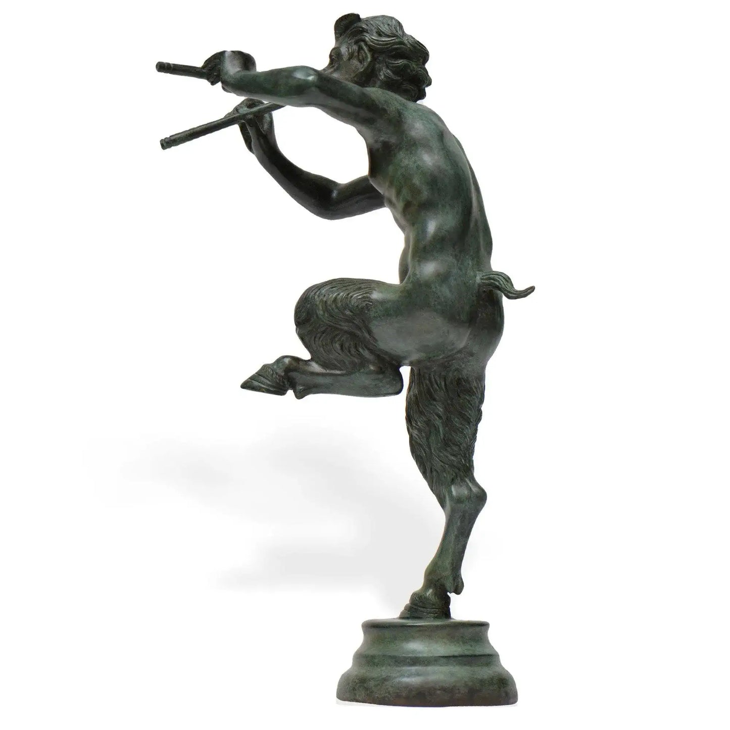 Fauno con pifferi in bronzo - statua 40,5 cm