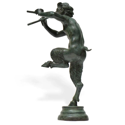 Fauno con pifferi in bronzo - statua 40,5 cm