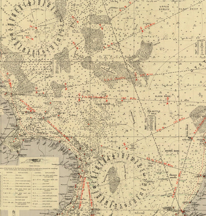 Fishermen's Chart of the North Sea Map 1920