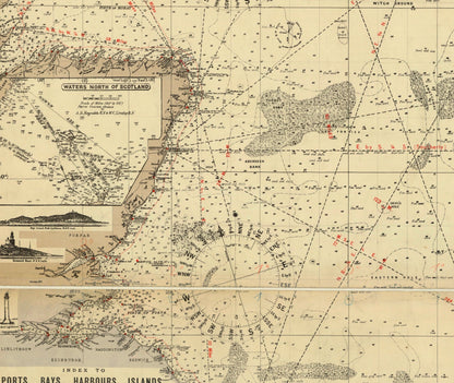 Fishermen's Chart of the North Sea Map 1920
