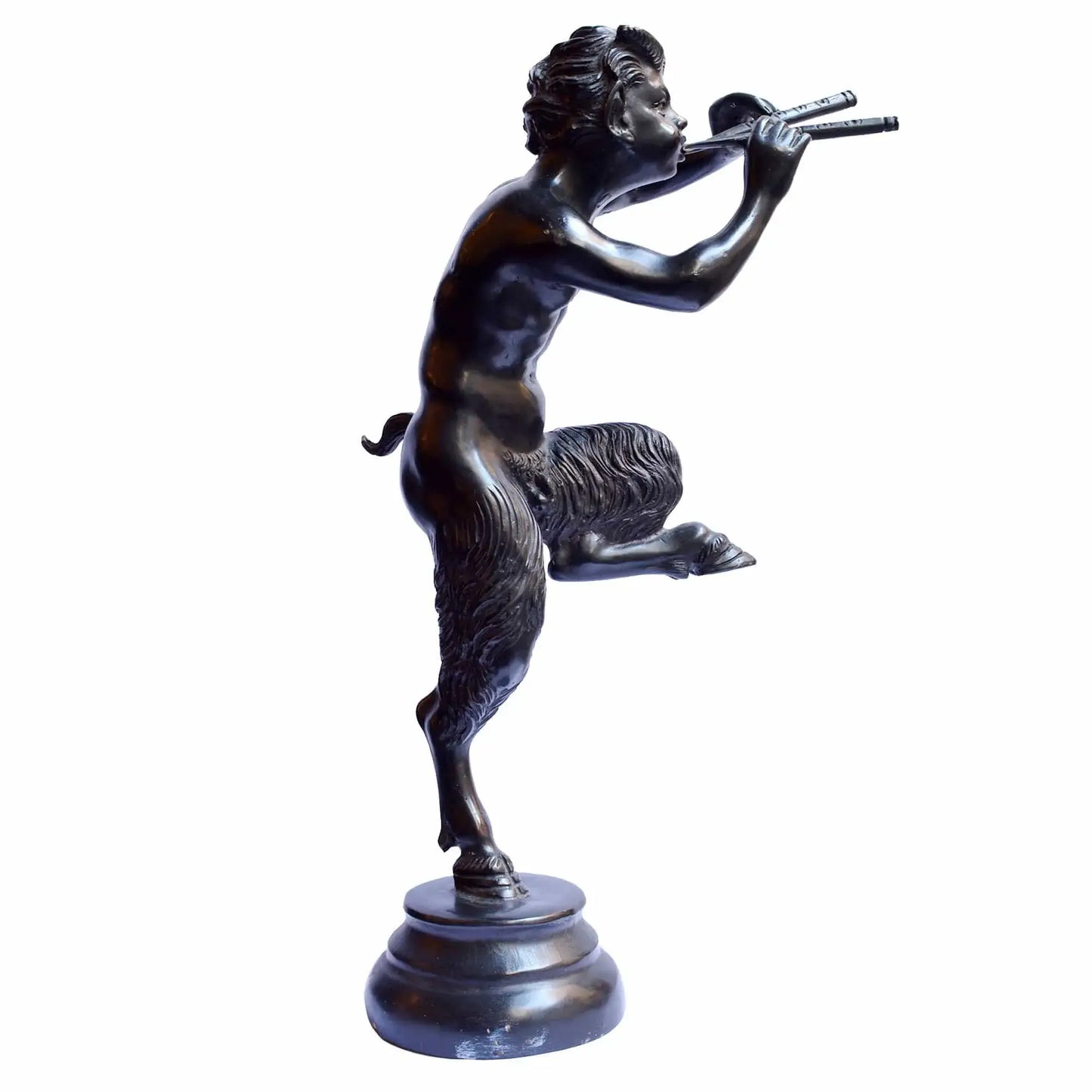 Fauno con pifferi in bronzo - statua 40,5 cm